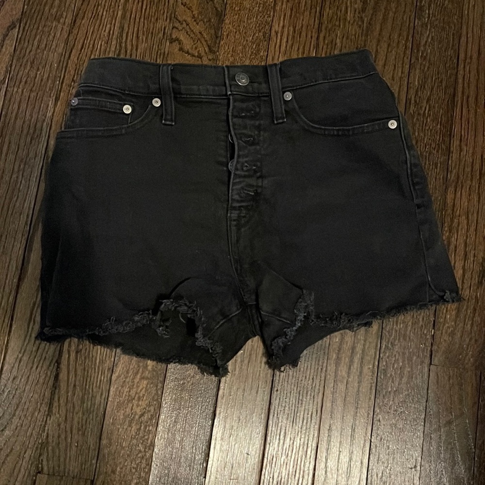 Madewell black high waisted denim shorts